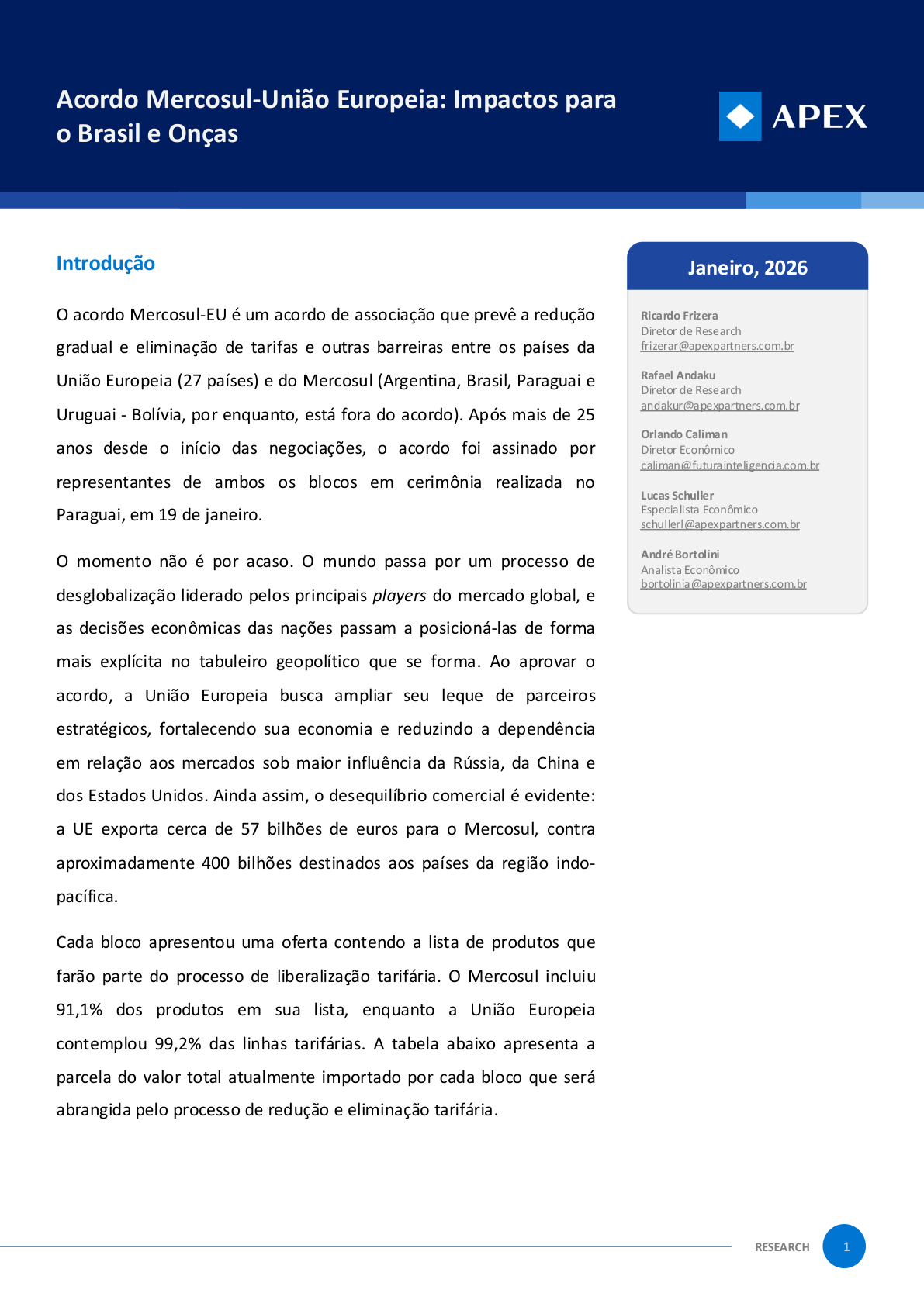 Impactos Mercosul-UE